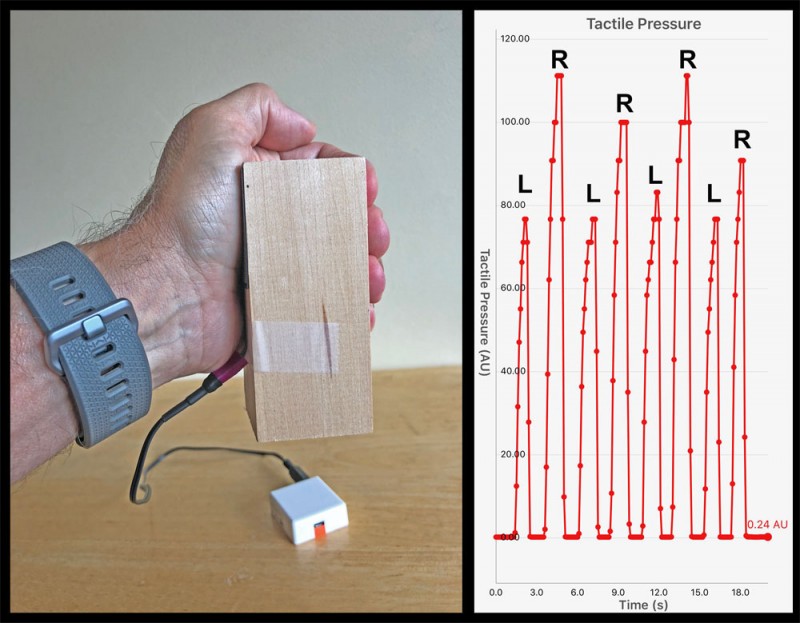 Measuring hand strength with the tactile sensor