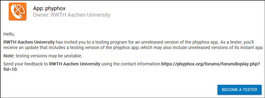 Phyphox beta invitation