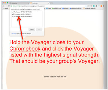 Connecting to Voyager with greatest signal strength. 