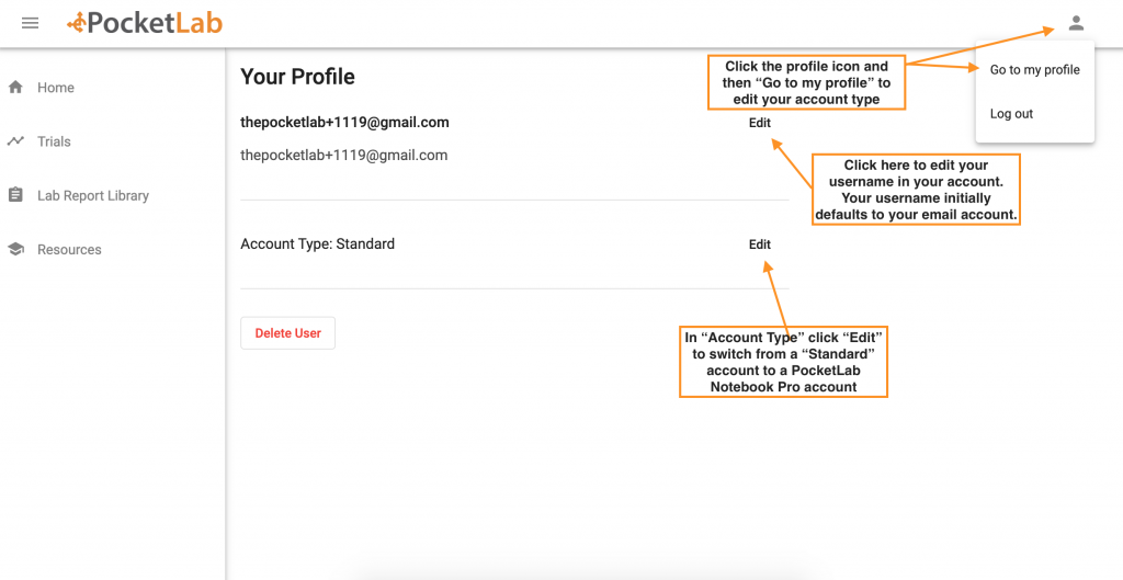 Switching account types