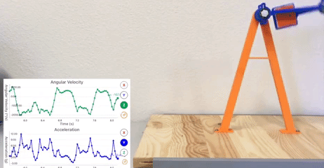 The PocketLab Double Pendulum's motion is chaotic and mesmerizing. 